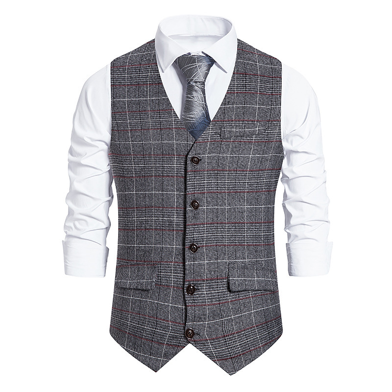 Title 2, Mens Plaid Single Breasted Vest Style Suit for...