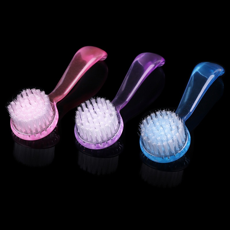 Manicure Round Head With Cover Nail Brush Long Handle Dust Cleaning Brush