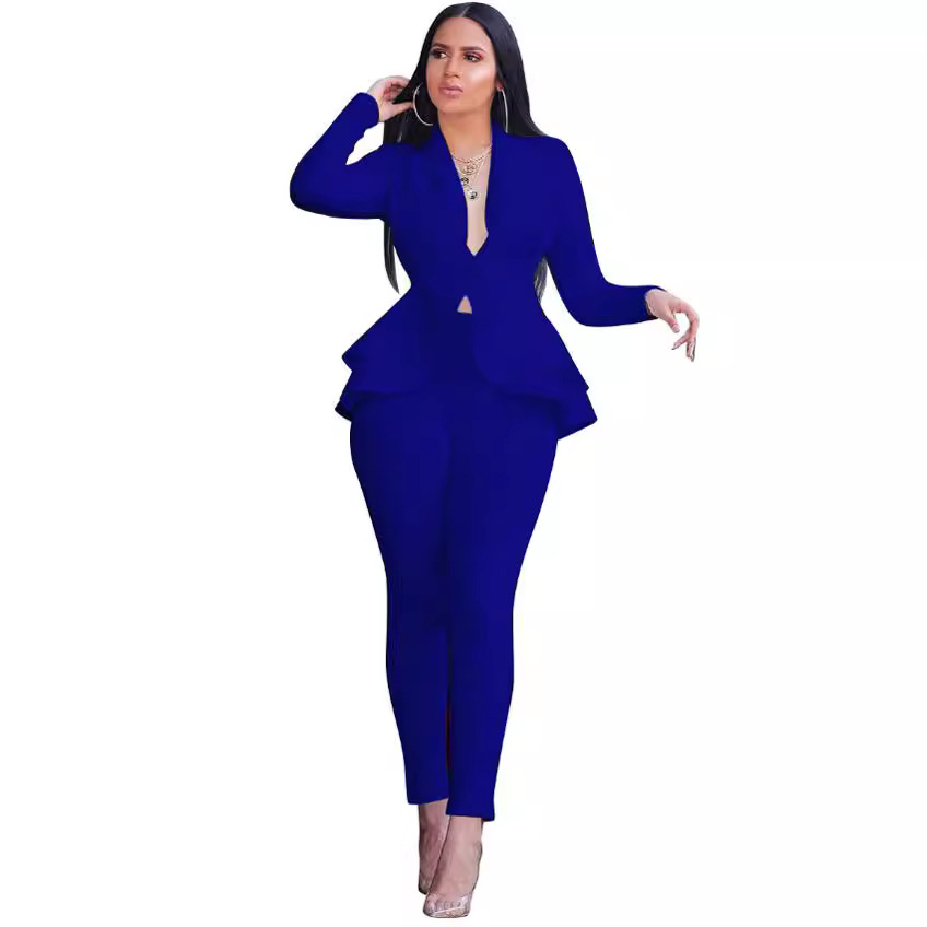 European And American-style Chic Ruffled Blazer Casual Set 4