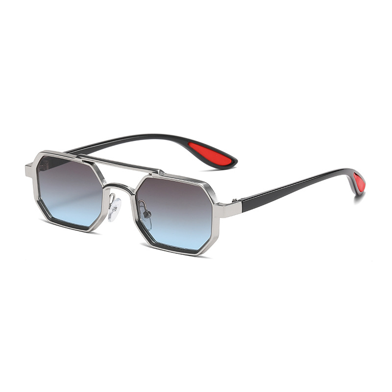 Silver Frame Tea Blue Lens