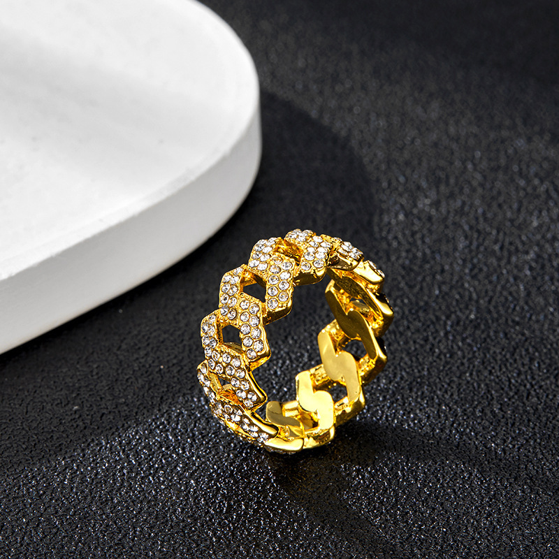 Diamond Shiny Ring 9mm Cuban Link Chain Ring