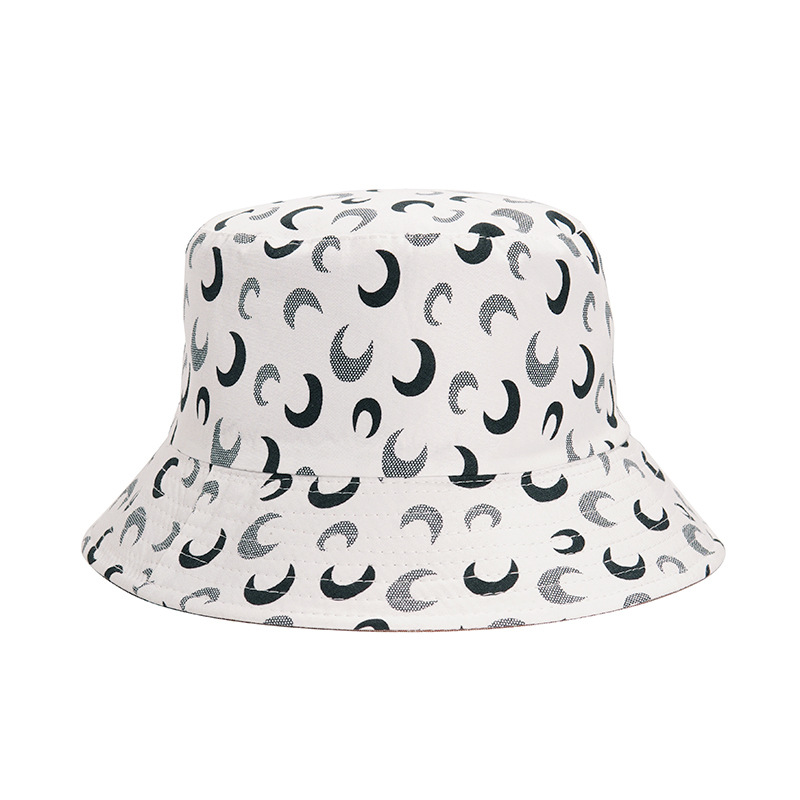 Spring And Summer Bucket Hat Women's Moon Print Double-sided Two-color Sun Hat