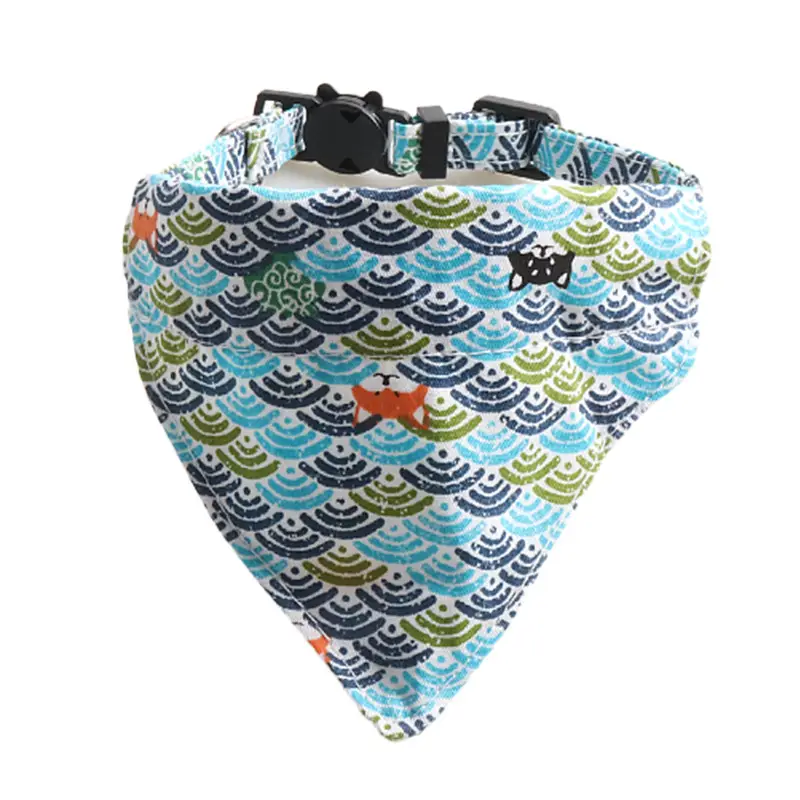 Japanese Style Tang Grass Pattern Cat Collar Two-piece Bow Triangular Binder