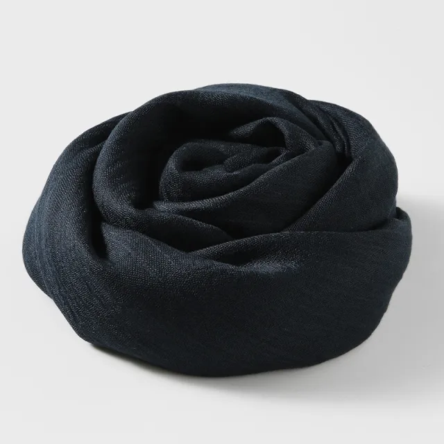 Artistic Sunscreen Solid Color Cotton And Linen Scarf 30 Navy Blue - Shop at LoveMi