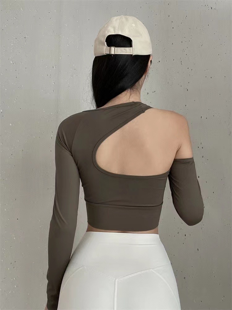 Yoga Jacket Nude Feel New Backless Nylon Sexy Sports Long-sleeved T-shirt Tight