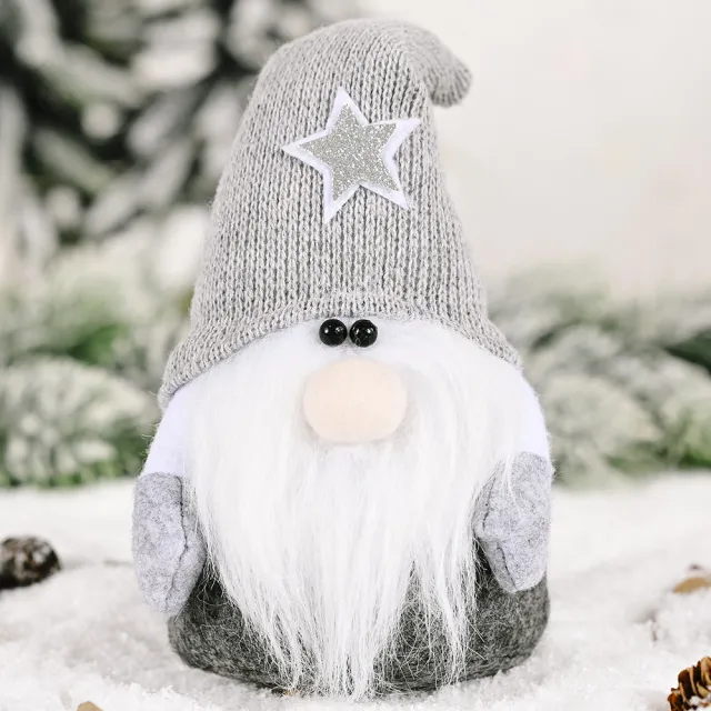 Christmas Decorations Five pointed Star Forest Man Doll Ornaments Gray Cap - Shop at LoveMi