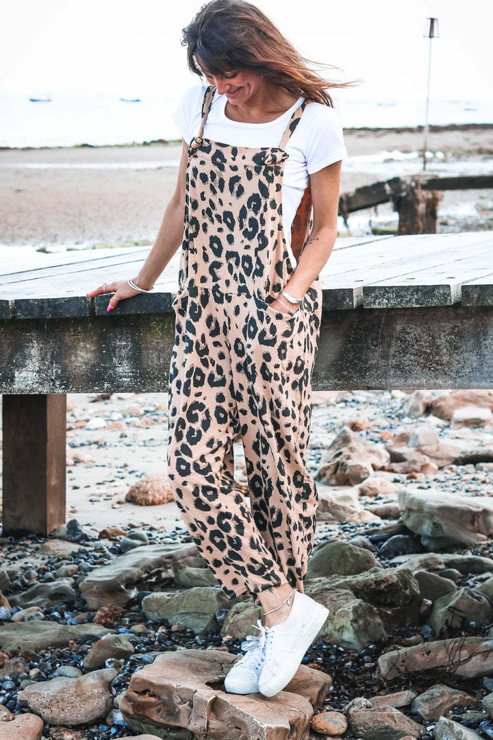 Title 10, Leopard Print Loose Plus Size All-match Jumpsuit