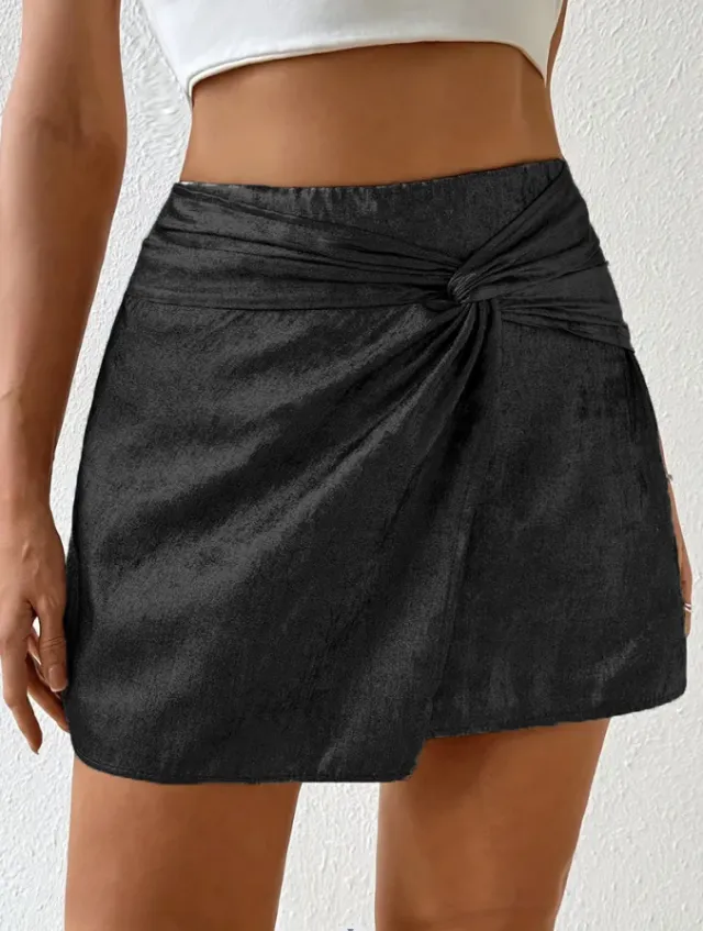 Personalized High Waist Twisted Mini Hip Skirt Black - Shop at LoveMi