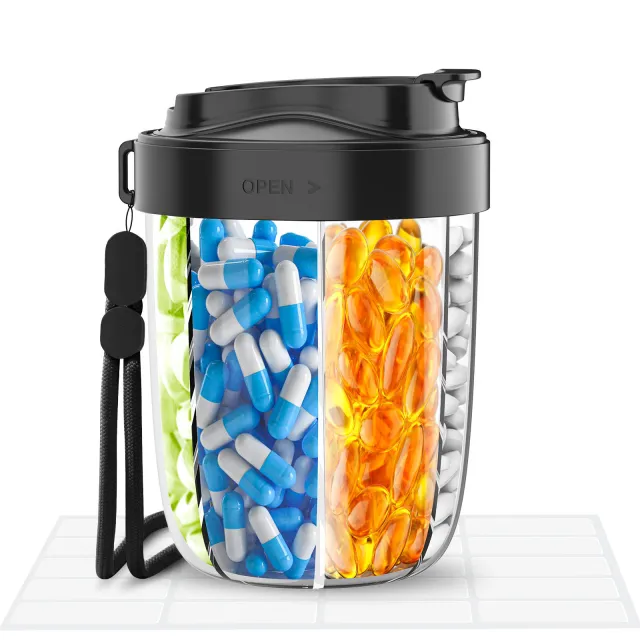 Supplement Storage Box Tablet Dispenser With 7 Different Vitamins Black - Shop at LoveMi