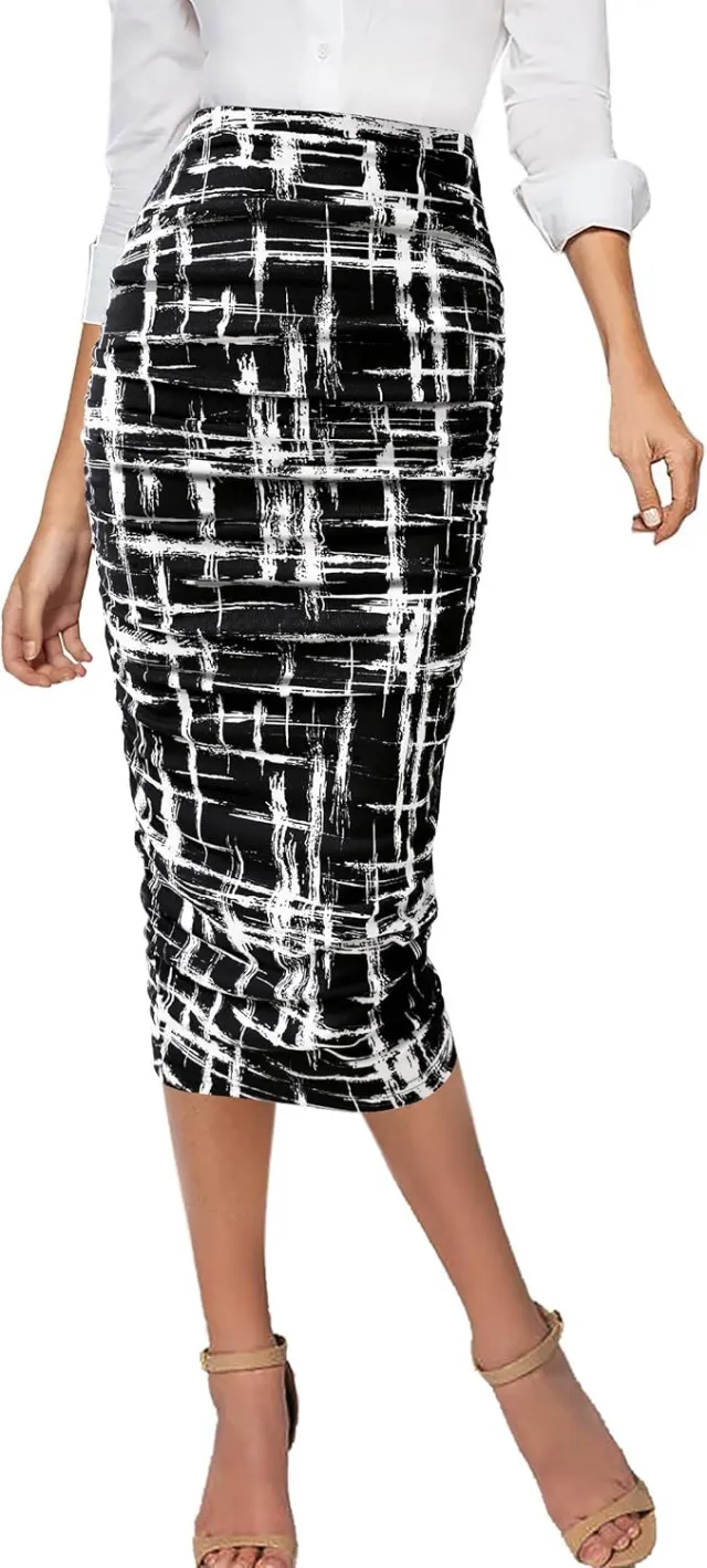 Sexy Leopard Print Style High Waist Sheath Skirt Black And White Geometry - Shop at LoveMi