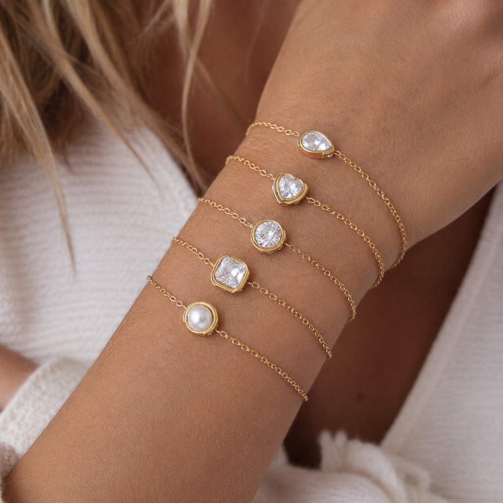 Adjustable Zircon Stainless Steel Non-fading Titanium Steel Bracelet