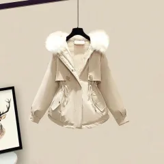 Women's Casual Sweater Haren Pants And Velvet Cotton Suit Set - Beige Coat - View 1
