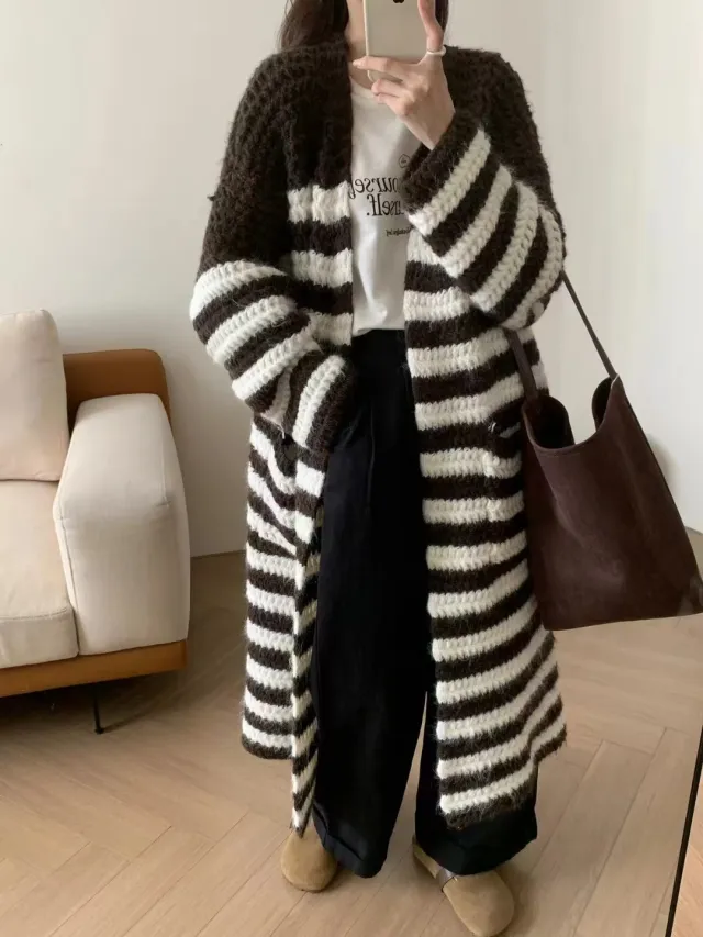 Loose And Lazy Style Sweater Coat Female Autumn Design Blouse Brown - Shop at LoveMi
