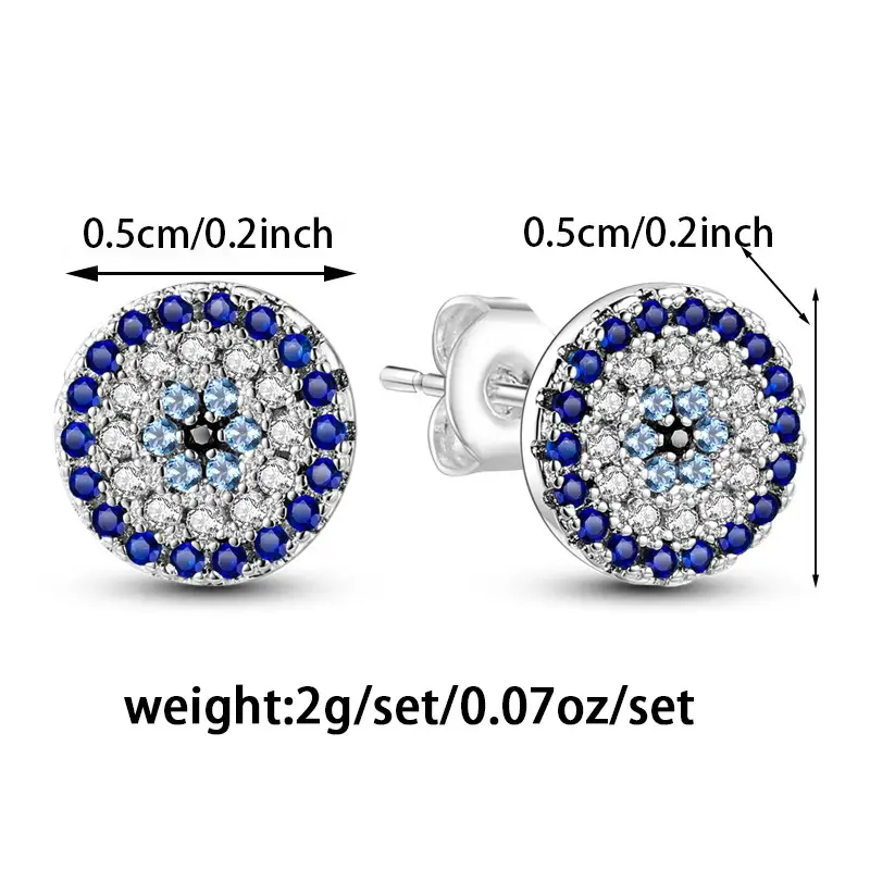 Retro Evil Eyes Ear Studs Compact Temperamental Over Inlaid Zircon