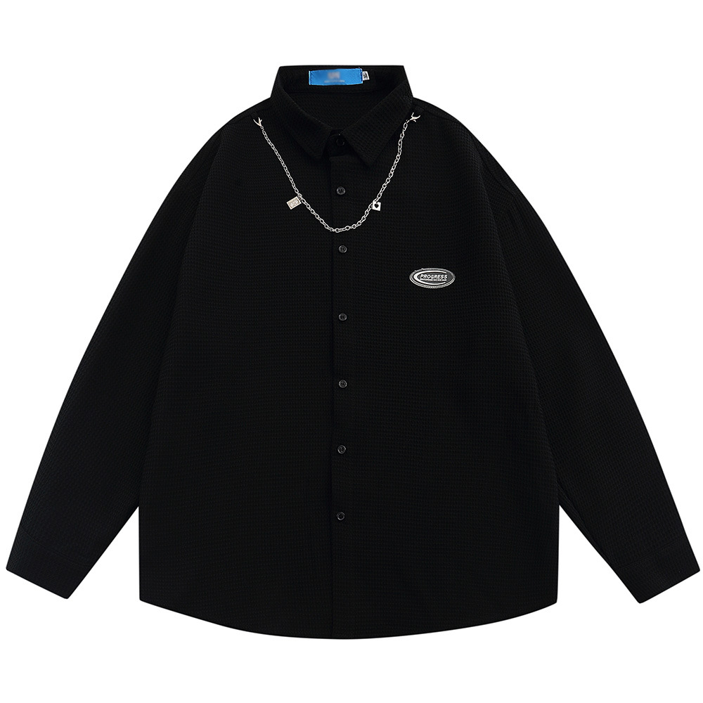 Simple Style Long Sleeve Shirt With Necklace