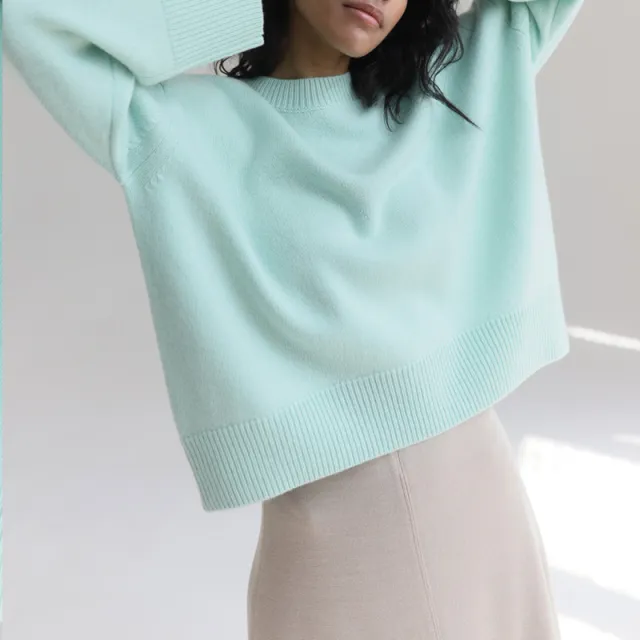 Sweaters Women's Clothing Knitwear Round Neck Loose Solid Color Emerald S - Shop at LoveMi