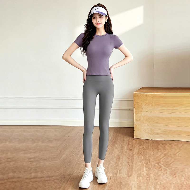 Womens Round-neck Short-sleeve Yoga Top