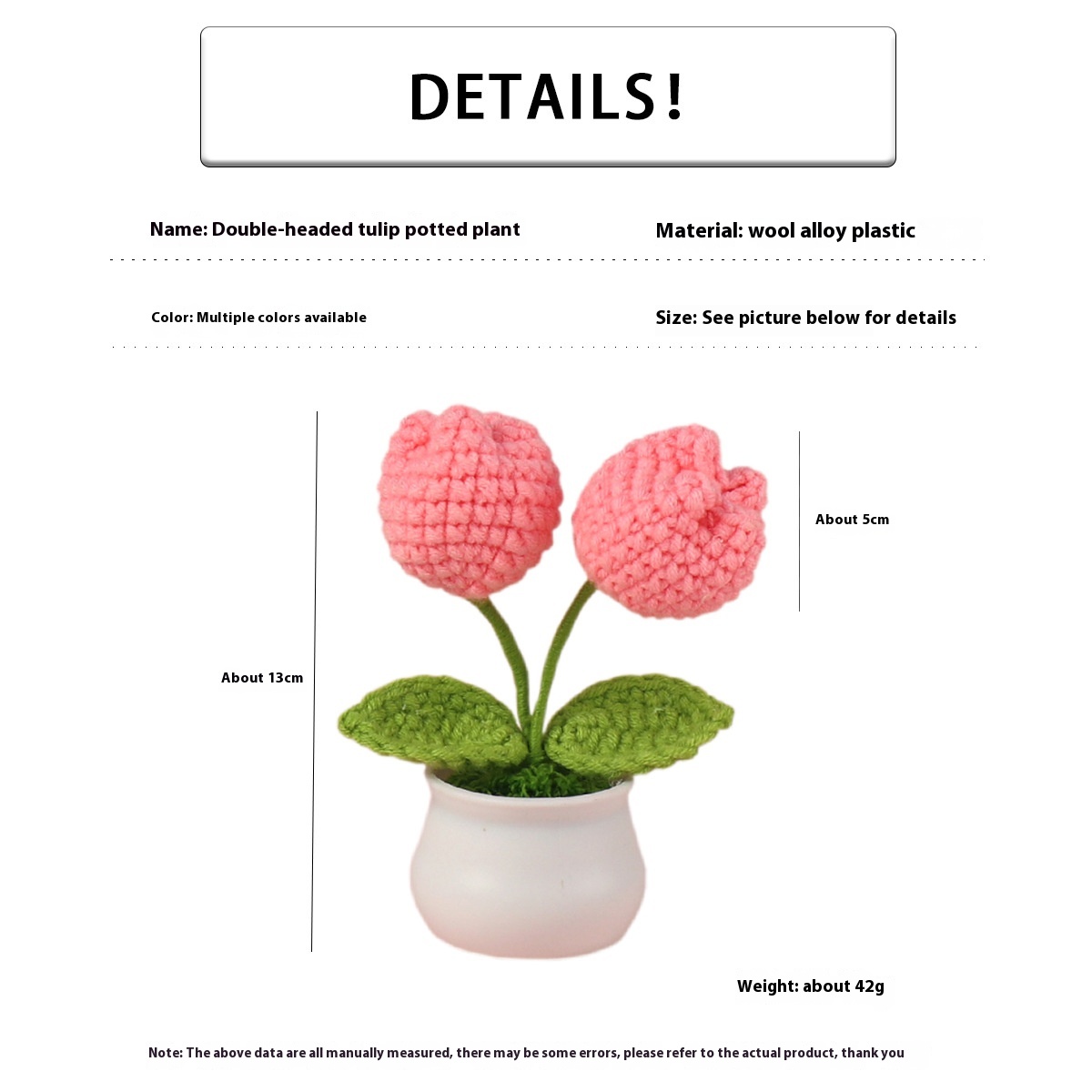 Finished Handmade Crocheted Wool Tulip Small Pot Plant