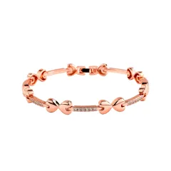 European Hip Hop Bracelet Tennis Chain Inlaid Copper Zircon Box Buckle - Rose Gold - View 1