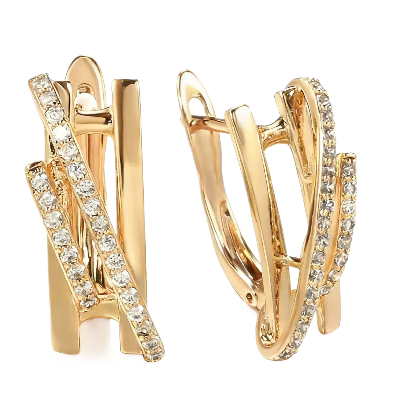 Golden Cross Zircon Ear Clips For Women