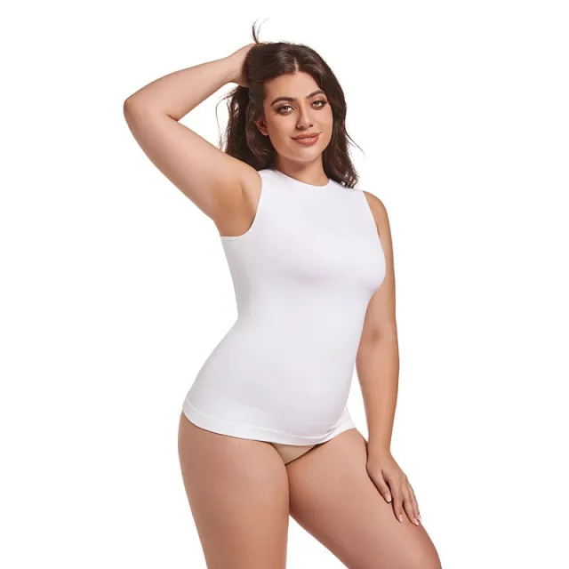 Women's Sleeveless Round Neck Slim Fit Skinny Body Shaping Top White - Shop at LoveMi