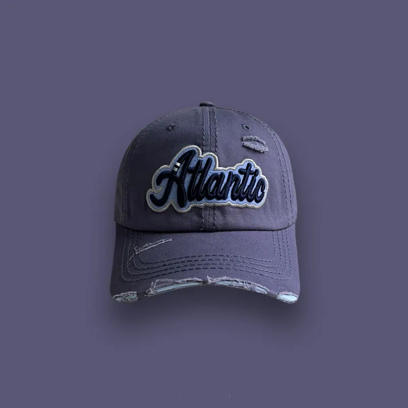 Washed Denim With Hole Baseball Cap Female Summer Korean Style - Cloudy Blue