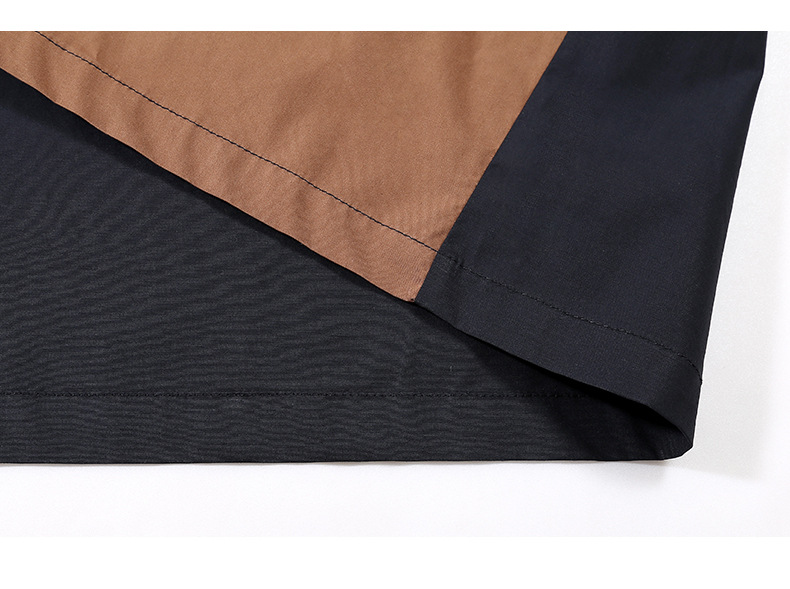 Autumn Single-breasted Shirt Dress Contrast Color Idle Style Loose Plus Size Women