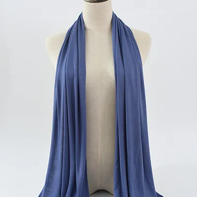 Solid Color Rayon Jersey Women's Scarf Mercerized Cotton Modal Kerchief 7 Haze Blue - Shop at LoveMi