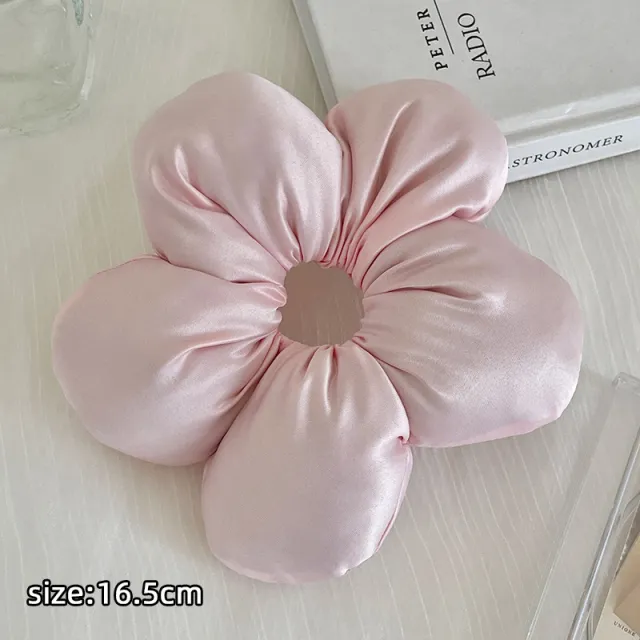 Sponge Flower Pillow Satin Large Intestine Headband Pink - Shop at LoveMi