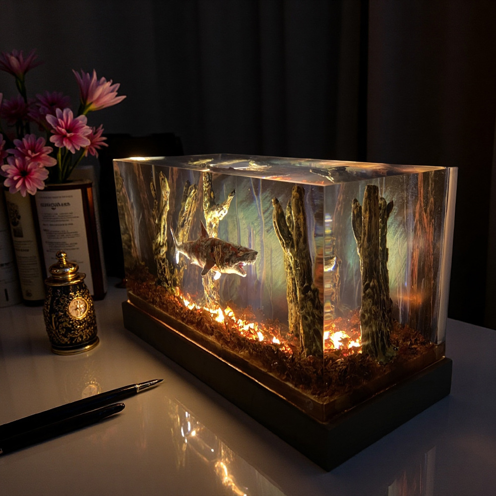 Resin Zombie Shark Night Light - Horror Rotten Forest