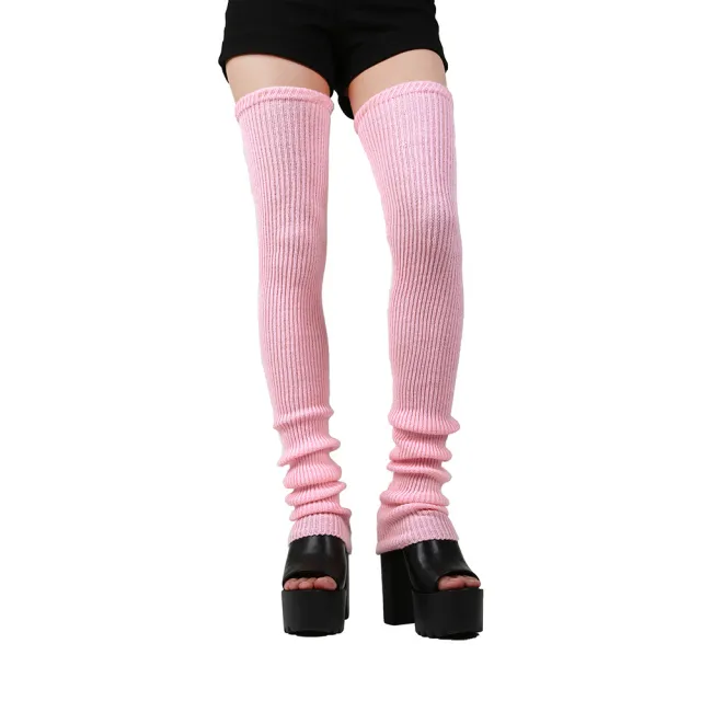 Thigh High Sock Thick Stripes Vertical Stripes Solid Color Hair Stockings Pink - Shop at LoveMi