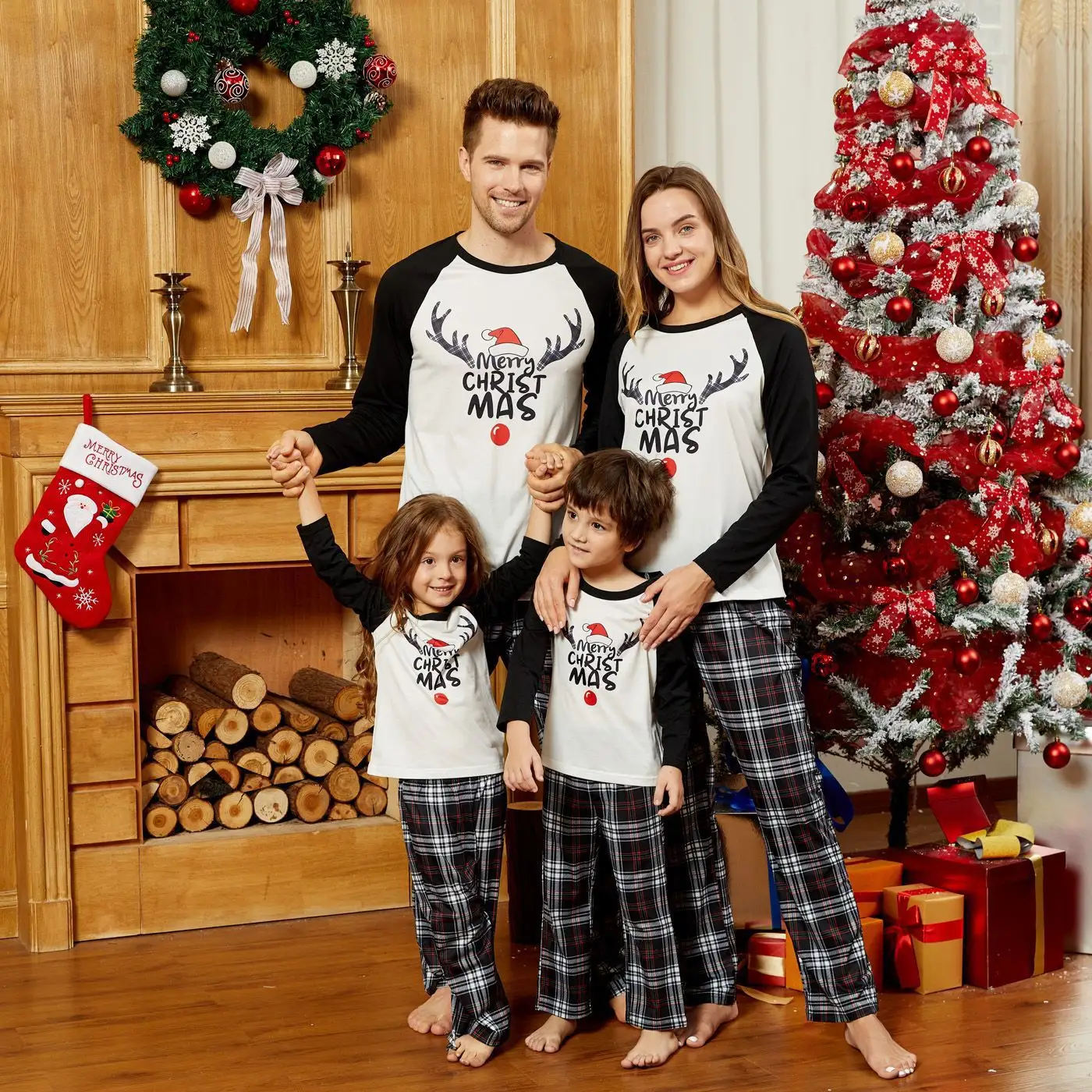 Christmas Elk Printing Parent-child Wear Long-sleeved Pajamas