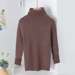 AutumnWinter Girls' Turtleneck Knitted Sweater - Brown - View 1