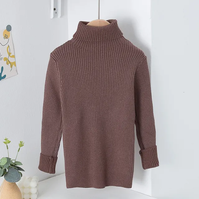 AutumnWinter Girls' Turtleneck Knitted Sweater Brown - Shop at LoveMi