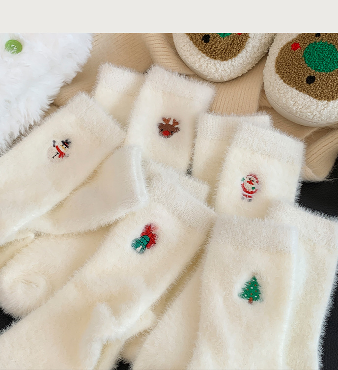 Women's Autumn And Winter Style White Mink Fur Christmas Stockings