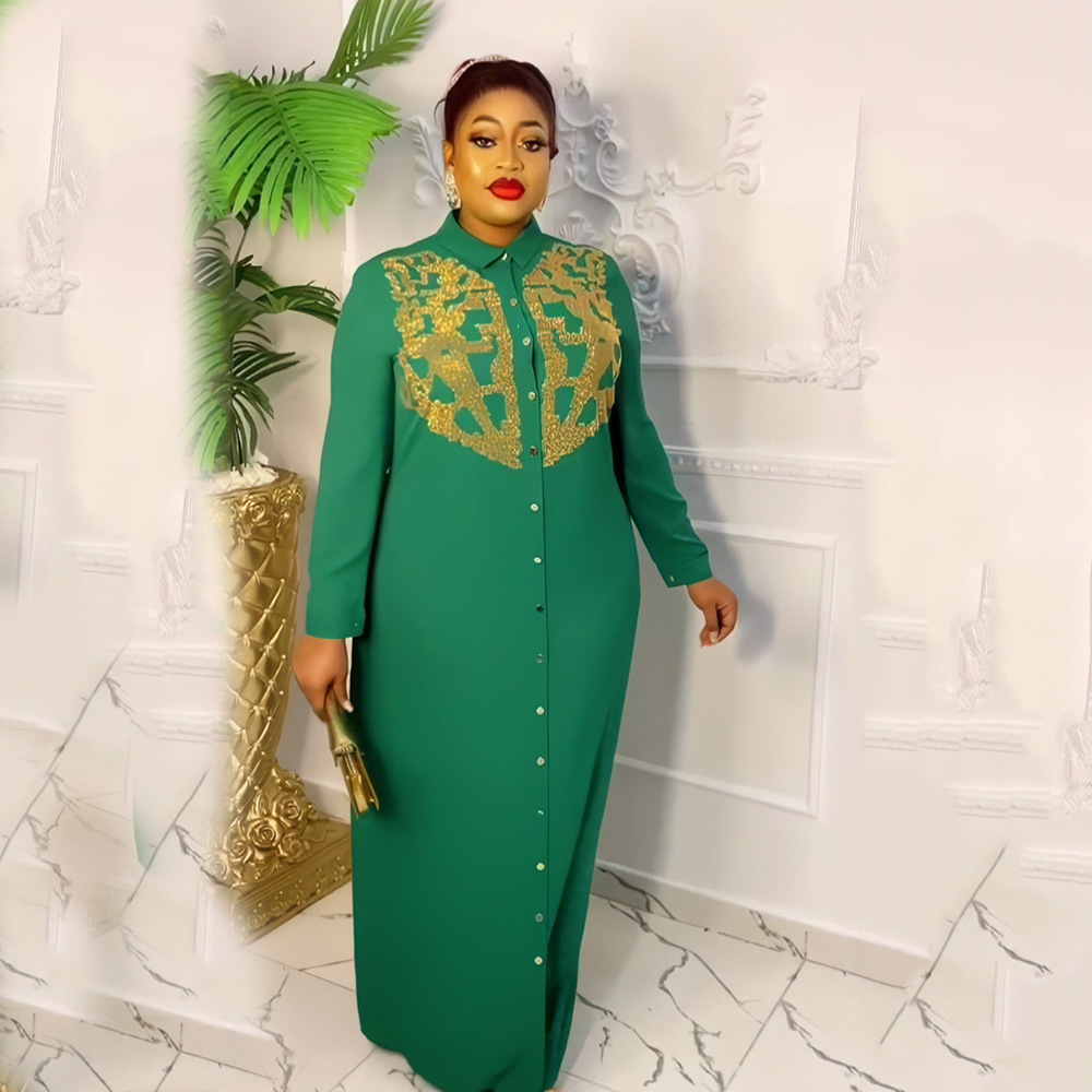 Rhinestone Collar Long Sleeve Dress, picture 2 of 9