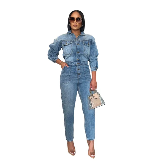 Women's Fashion Denim Jumpsuits Light Blue - Shop at LoveMi