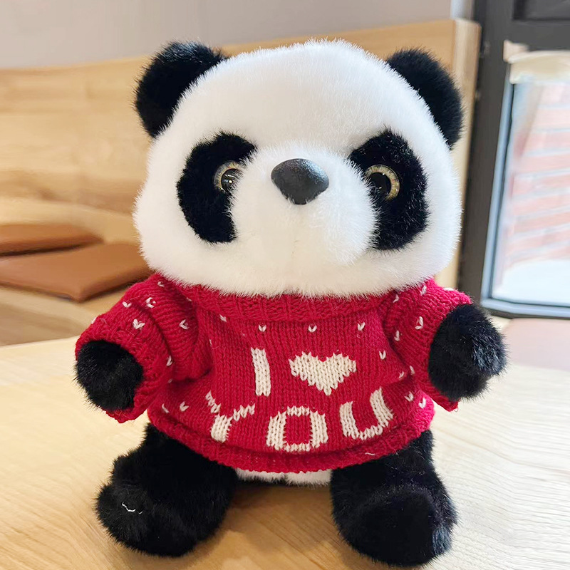 Red ILOVEYOU Sweater Panda