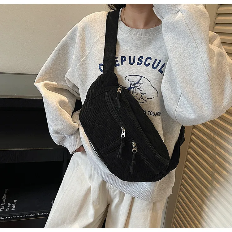 Solid-color Down Cotton Chest Bag Niche-design Shoulder And Crossbody Versatile And Easy To Match