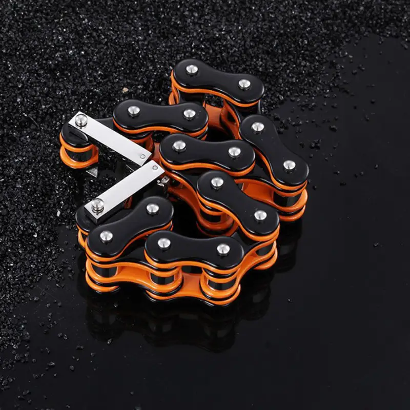 Men's Black And Orange Motorcycle Chain Bracelet