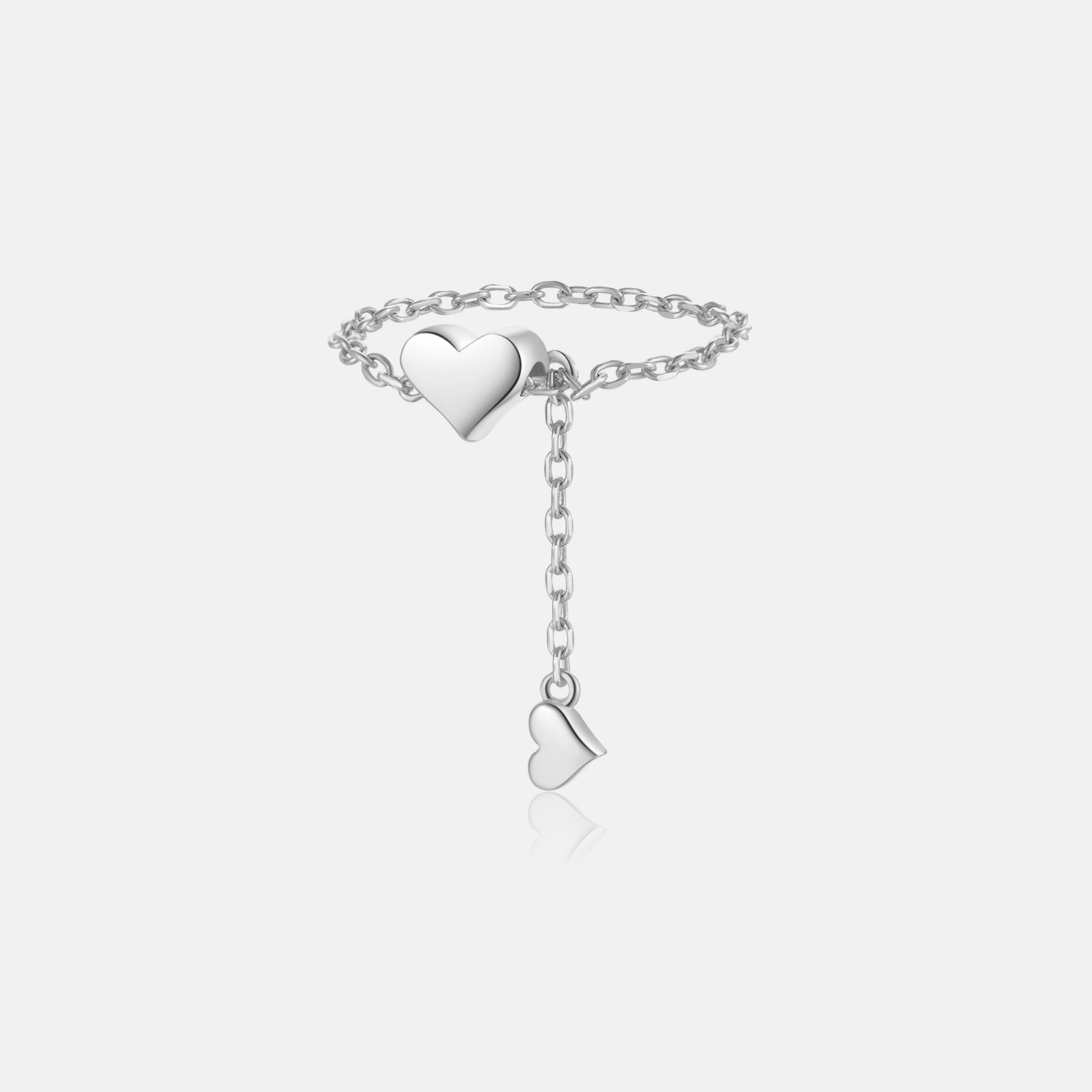 Sterling Silver Zircon Chain Simple Ring