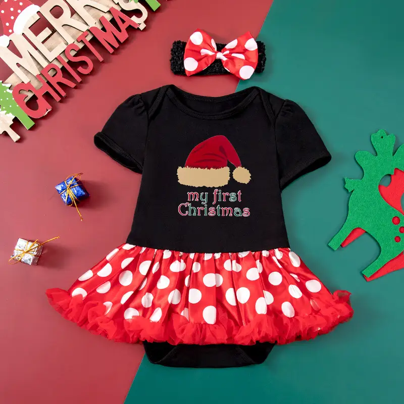 Dot Short Sleeve Baby's Gown