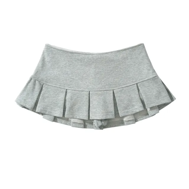 American Style Sexy Low Waist Pleated Miniskirt Light Gray - Shop at LoveMi