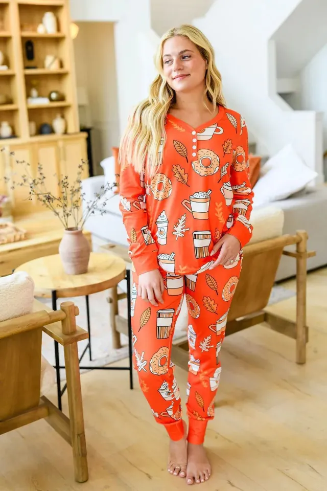 Christmas Creative Printing 3D Digital Casual Loose V neck Suit Orange Pumpkin - Shop at LoveMi