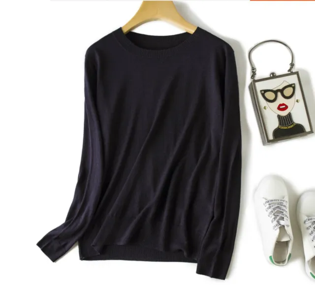 Women's Knitted Long sleeved Bottoming Shirt Black - Shop at LoveMi