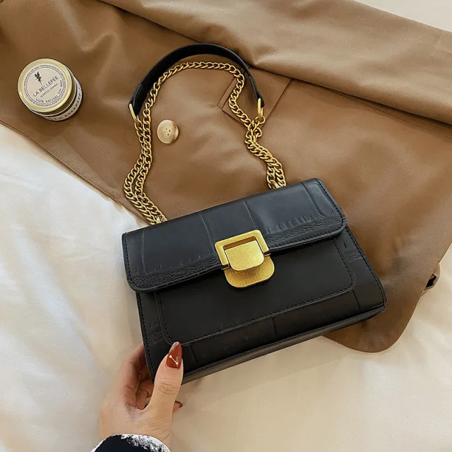 Fashionable All match Ins Chain Shoulder Messenger Bag Black - Shop at LoveMi