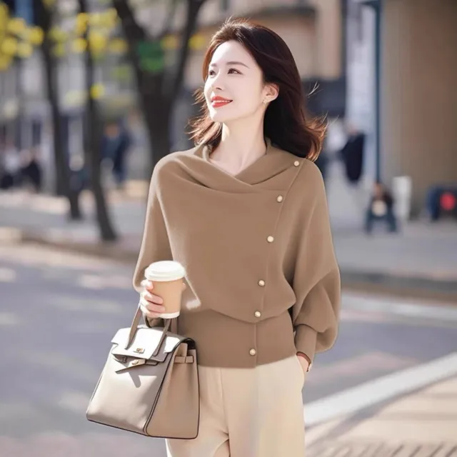 Autumn New Fashionable Sweater Top For Women Khaki - Shop at LoveMi