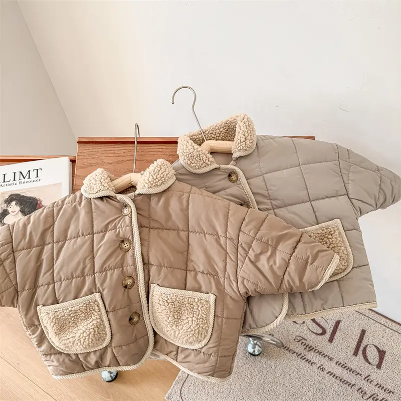 Children's Checkered Quilted Cotton-padded Jacket