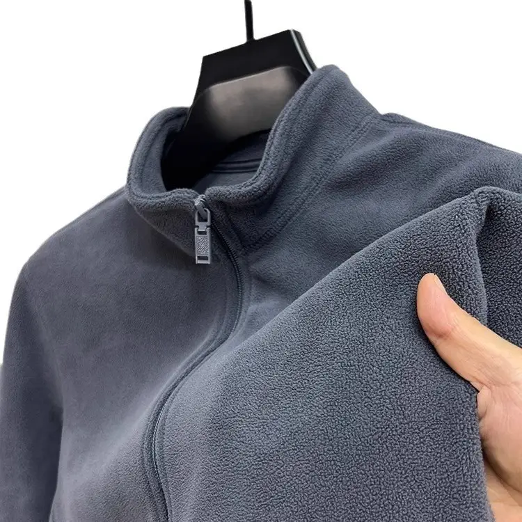 Mens Solid-Color Double-Sided Fleece Sweatshirt