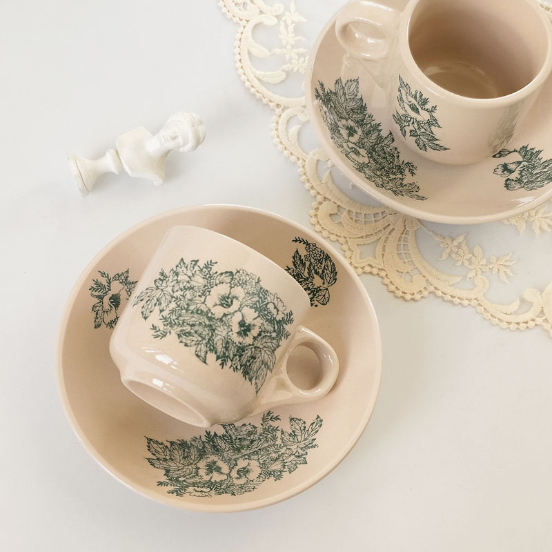 Title 3, Ins Style Retro Ceramic Green Coffee Set